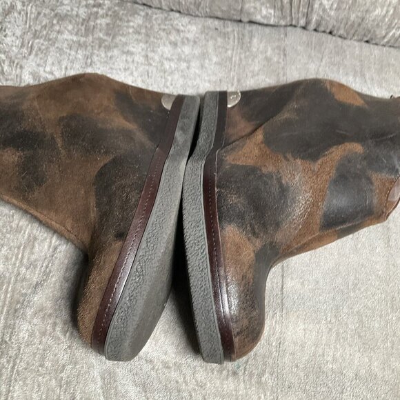 Donald J Pliner Booties 7.5M Daphne Brown Leather Wedge Suede Distressed Leather - Picture 10 of 14